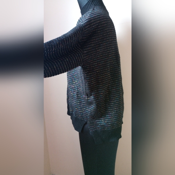 NWOT Medium Chic Black Glitter Mock Neck Sweater - Picture 7 of 7